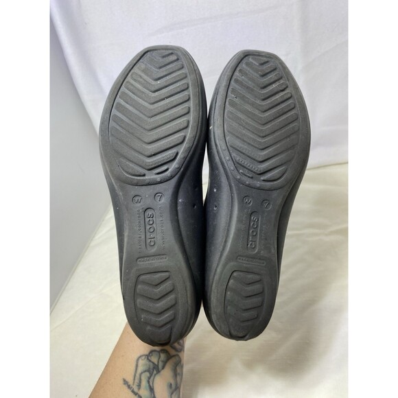 Crocs Women Shoe Lenora Size 7M Black Square Toe Bow Ballet Flat - Picture 5 of 5